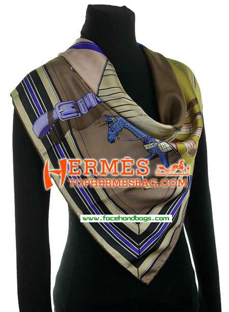 Hermes 100% Silk Square Scarf Brown HESISS 130 x 130